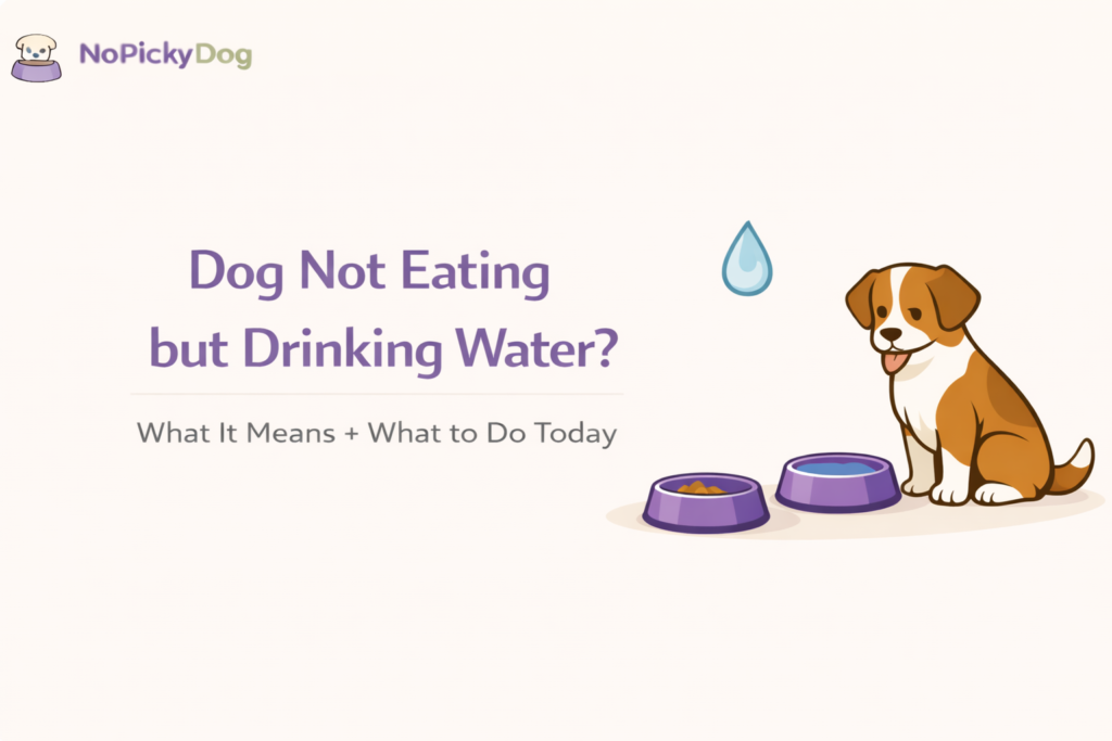 A dog drinking water while a full food bowl sits untouched nearby