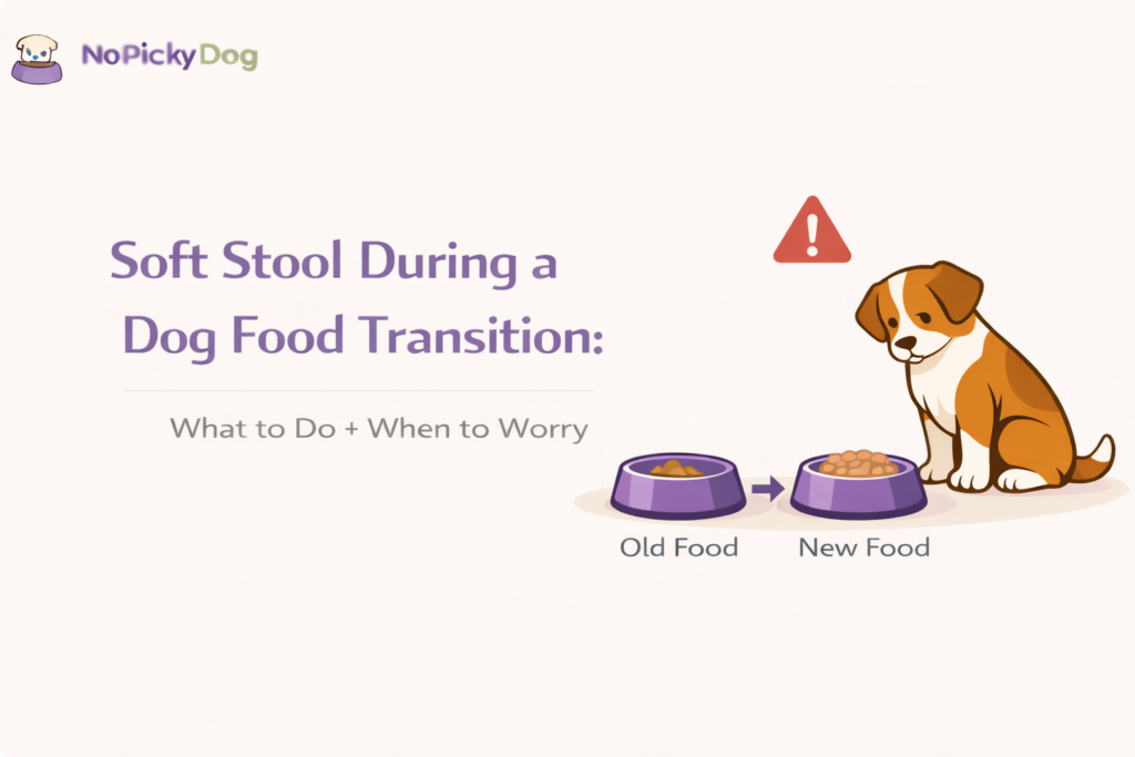 dog food transition with a measuring cup and a stool log to prevent soft stool